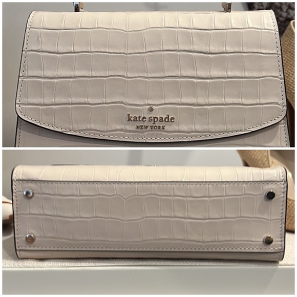 KATE SPADE New York Croc Embossed Leather Top Handle Satchel in Bone, NWT - Picture 9 of 16
